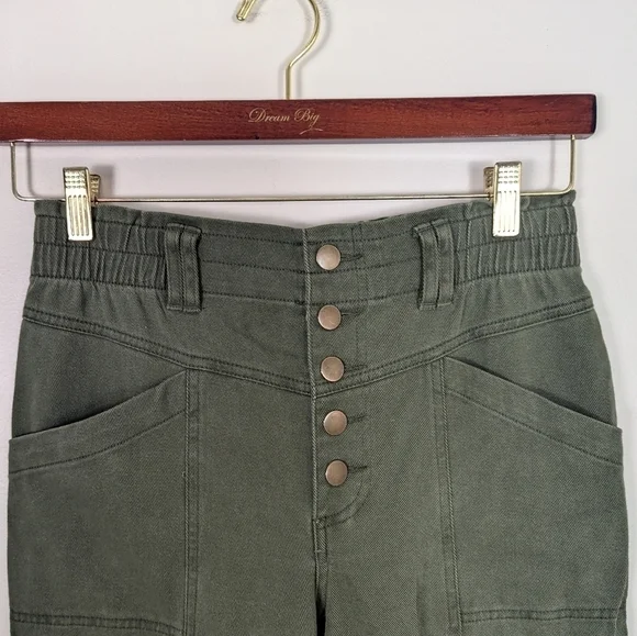 Knox Rose X Target Green Cotton Cropped Relaxed Fit Pull On High Waist Pants - Picture 3 of 7